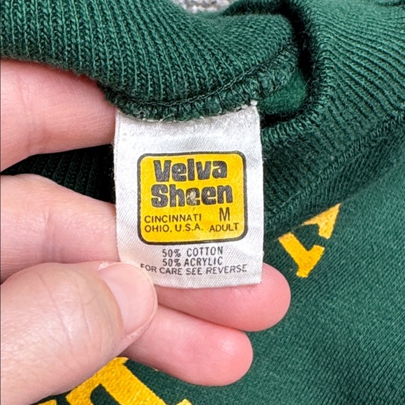 Vintage Velva Sheen University Vermont Green Crewneck Sweatshirt Size Medium 80s - Picture 7 of 8